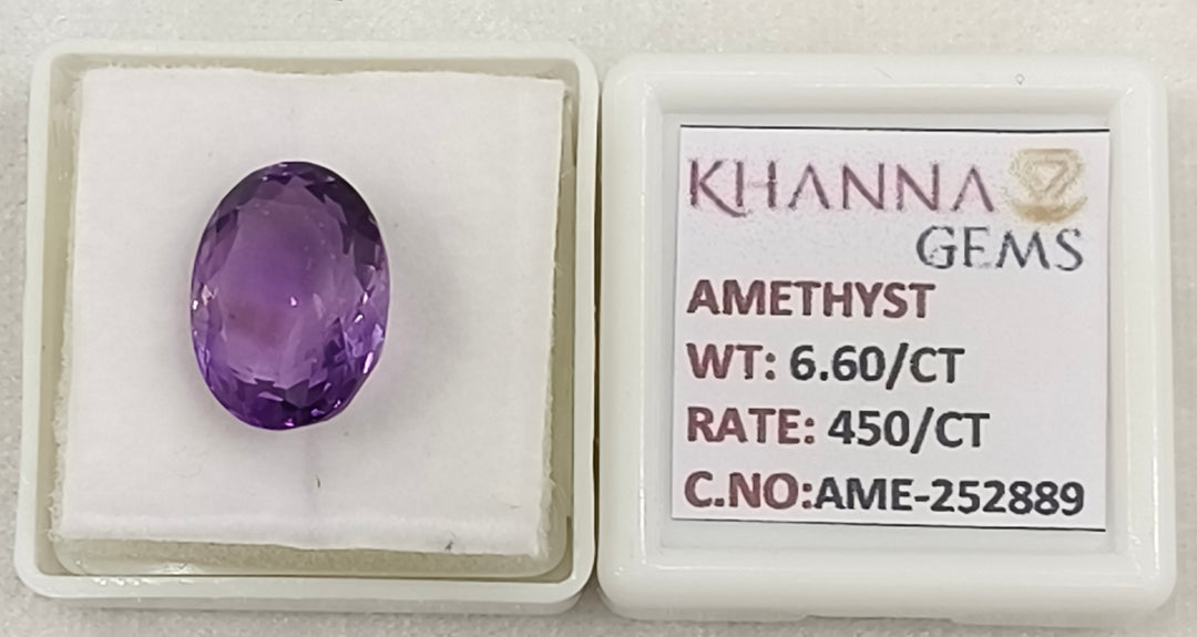 6.60/CT Natural Amethyst Gemstone of Premium Quality with Govt. Lab Certificate