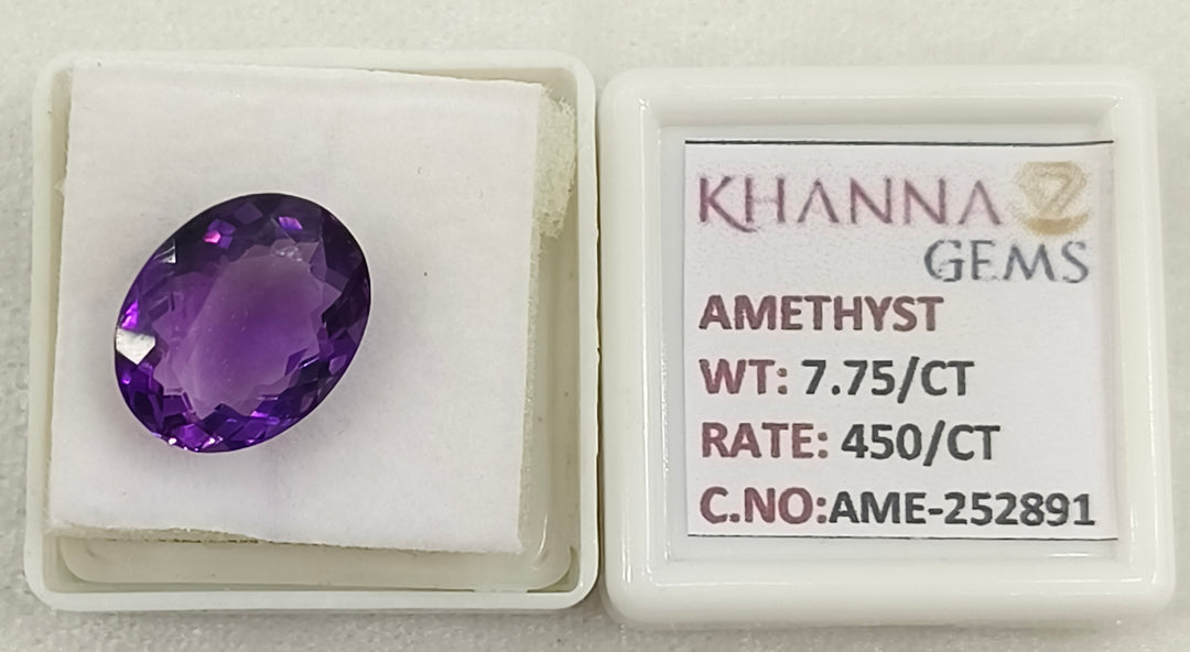 7.75/CT Natural Amethyst Gemstone with Govt. Lab Certificate