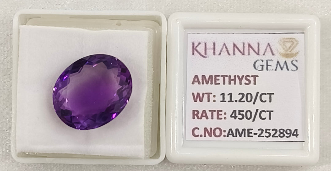11.20/CT Natural Amethyst Gemstone with Govt. Lab Certificate