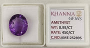 9.93 Ratti Natural Amethyst gemstone of Premium Quality with Govt. Lab Certificate