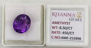 8.50/CT Natural Amethyst Gemstone with Govt. Lab Certificate