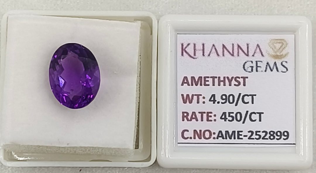 4.90/CT Natural Amethyst Gemstone with Govt. Lab Certificate