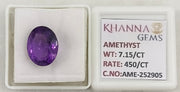 7.15/CT Natural Amethyst Gemstone with Govt. Lab Certificate