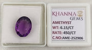 6.15 CaratT Natural Amethyst Gemstone with Govt. Lab Certificate