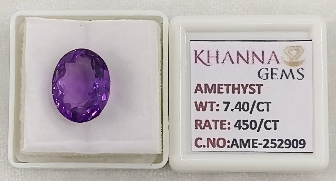 7.40/CT Natural Amethyst Gemstone of Premium Quality with Govt. Lab Certificate
