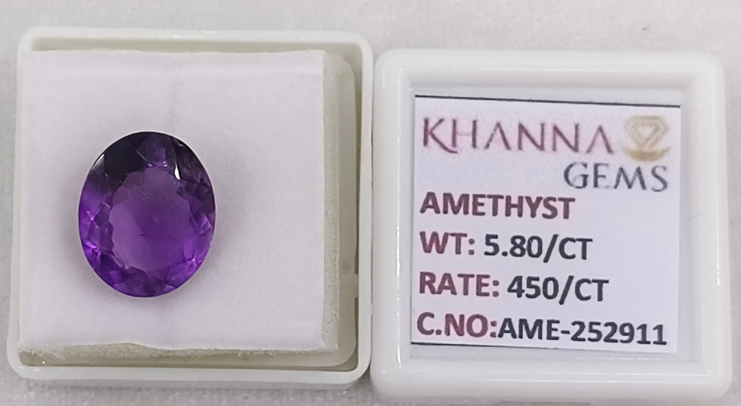 6.44Ratti Natural Amethyst Gemstone with Govt. Lab Certificate-252911