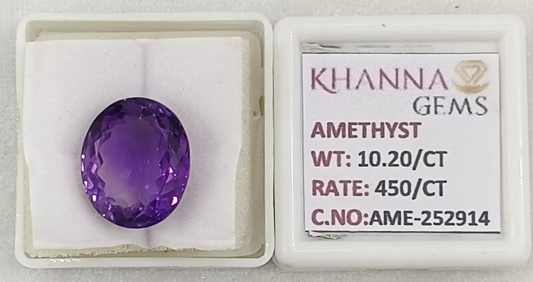 10.20/CT Natural Amethyst Gemstone with Govt. Lab Certificate