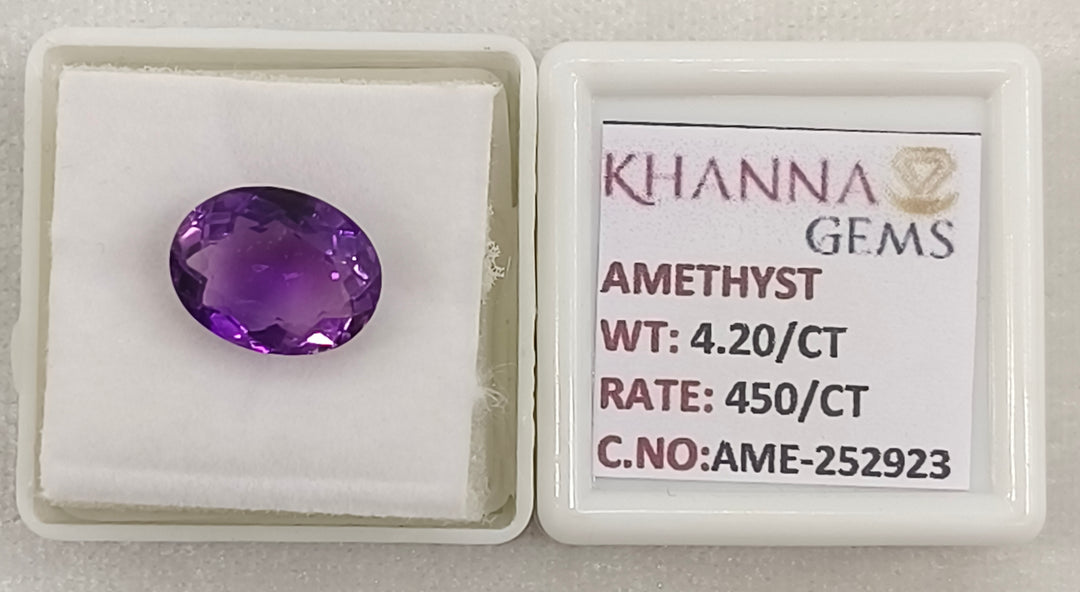 4.20/CT Natural Amethyst Gemstone with Govt. Lab Certificate
