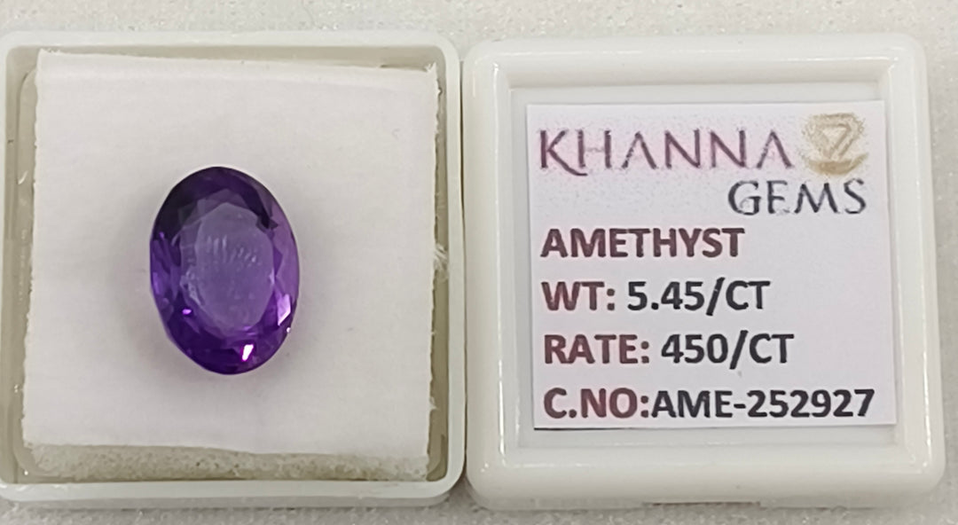 5.45/CT Natural Amethyst Gemstone with Govt. Lab Certificate