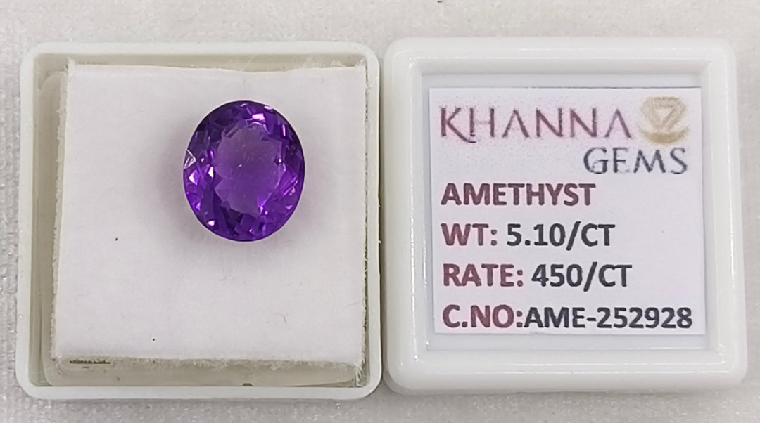 5.10/CT Natural Amethyst Gemstone with Govt. Lab Certificate