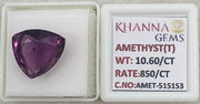 10.60/CT Natural Amethyst Gemstone with Govt. Lab Certificate-AMET515153