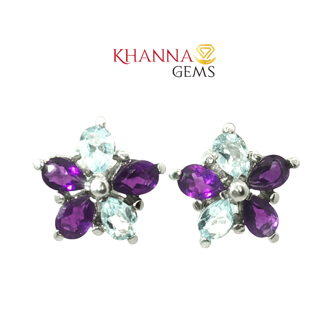 5.70/GM Royal Amethyst BLUE TOPAZ Earrings - G0044