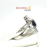 4.46/GM Natural Amethyst & Zircon Gold Ring - G0511