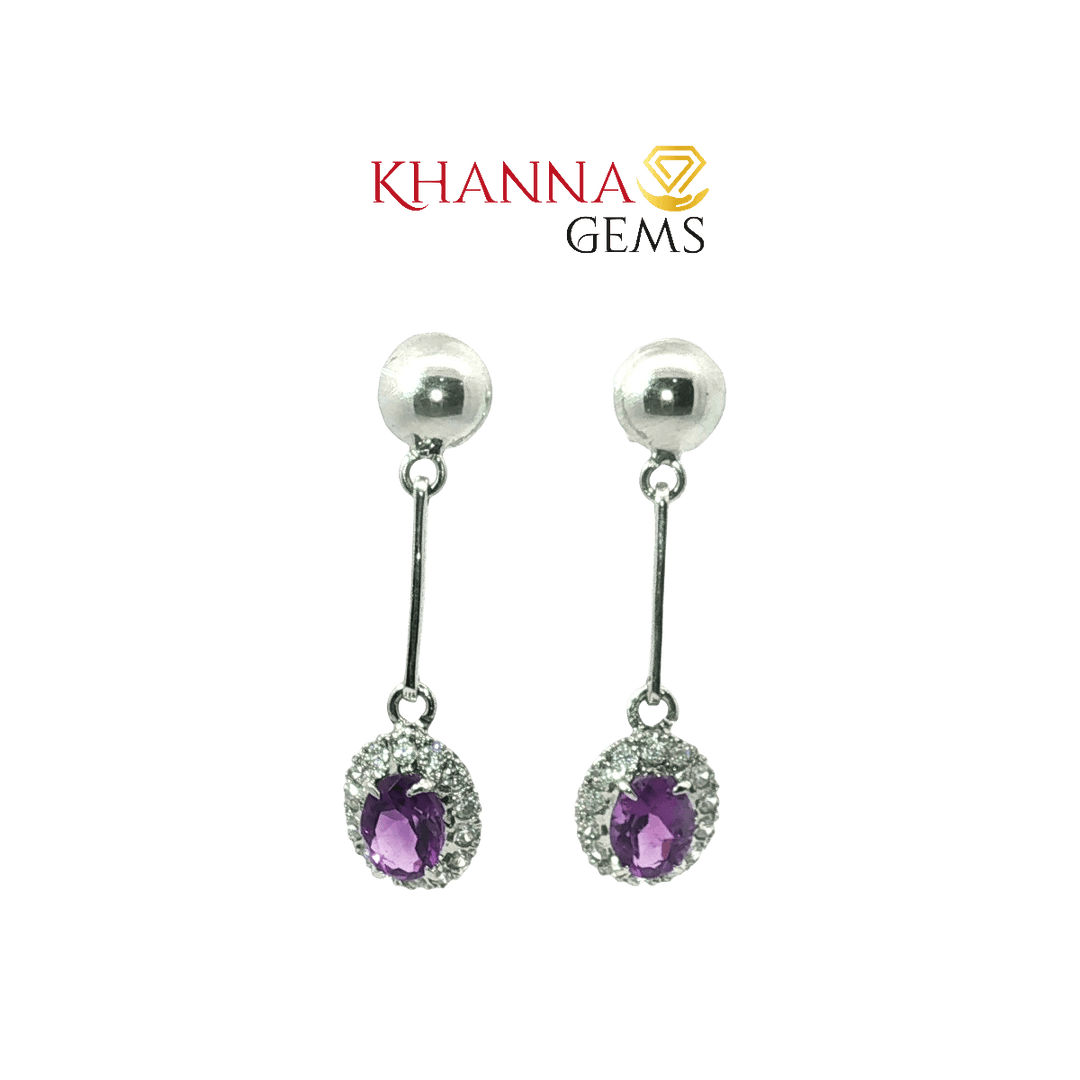 5.40/GM Royal Amethyst & Zircon Earrings - G0101