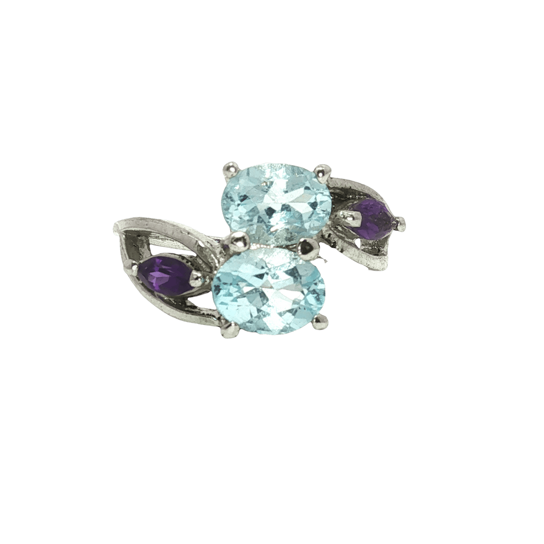 5.20/GM  AMETHYST BLUE TOPAZ SILVER RING Earrings - G0636