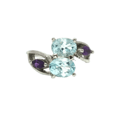 5.20/GM  AMETHYST BLUE TOPAZ SILVER RING Earrings - G0636