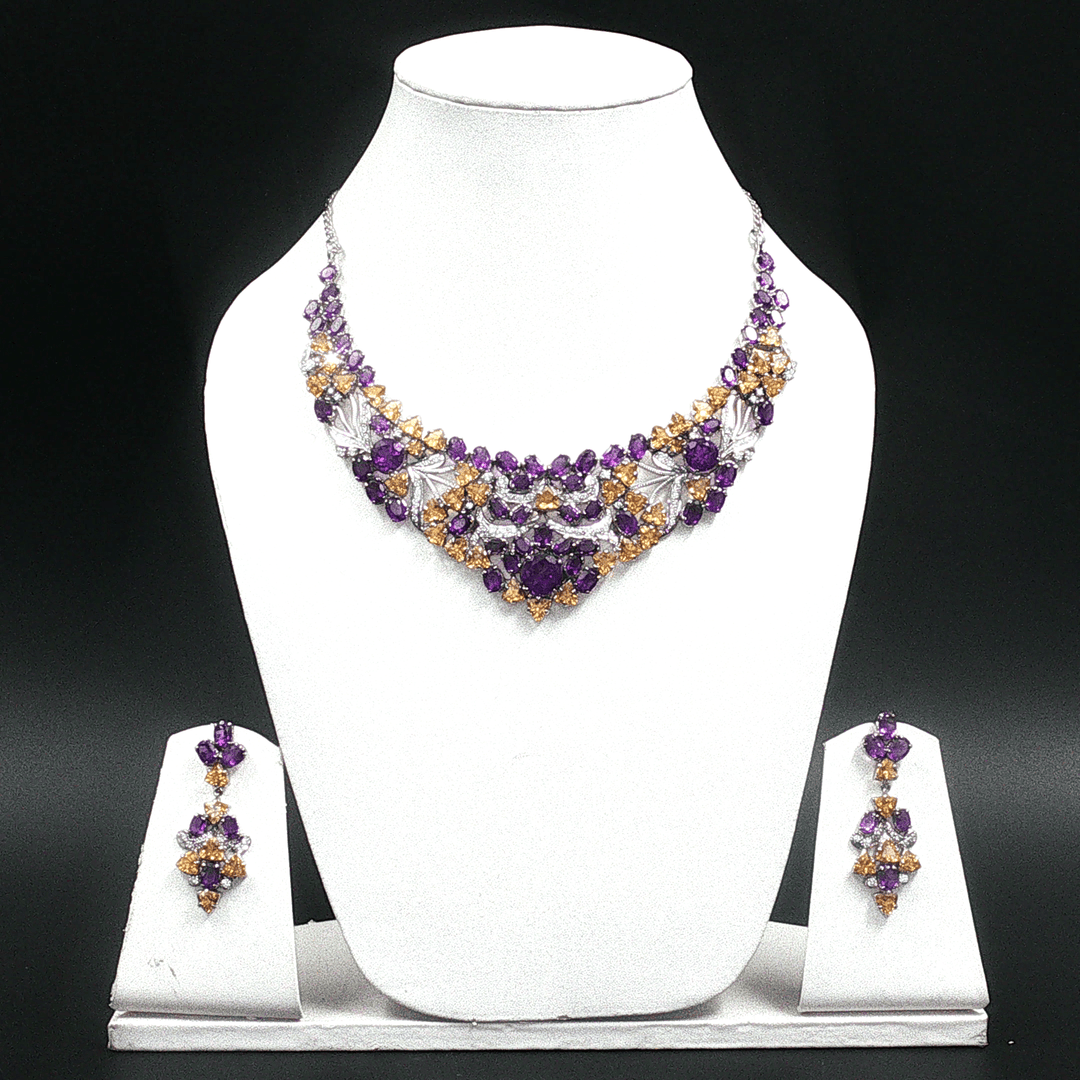 79.45/GM AMETHYST , ZIRCON CITRINE NACKLACE GEMSTONE - 00220