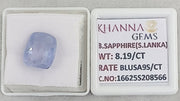 8.19/CT Natural Blue Sapphire with Govt Lab Certificate-16625S208566