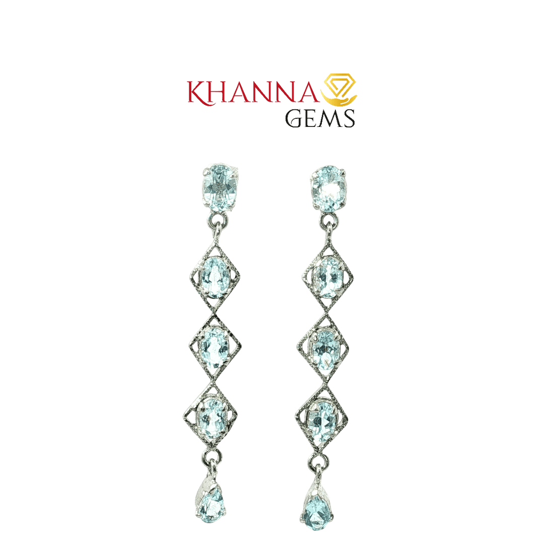 7.4/GM Natural Blue Topaz Earrings - 9567BTE38611