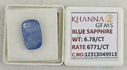 6.78/CT Natural Blue Sapphire with Govt Lab Certificate-12313D49913