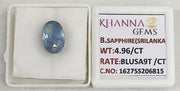 4.96/CT Natural Blue Sapphire with Govt Lab Certificate-16275S206815