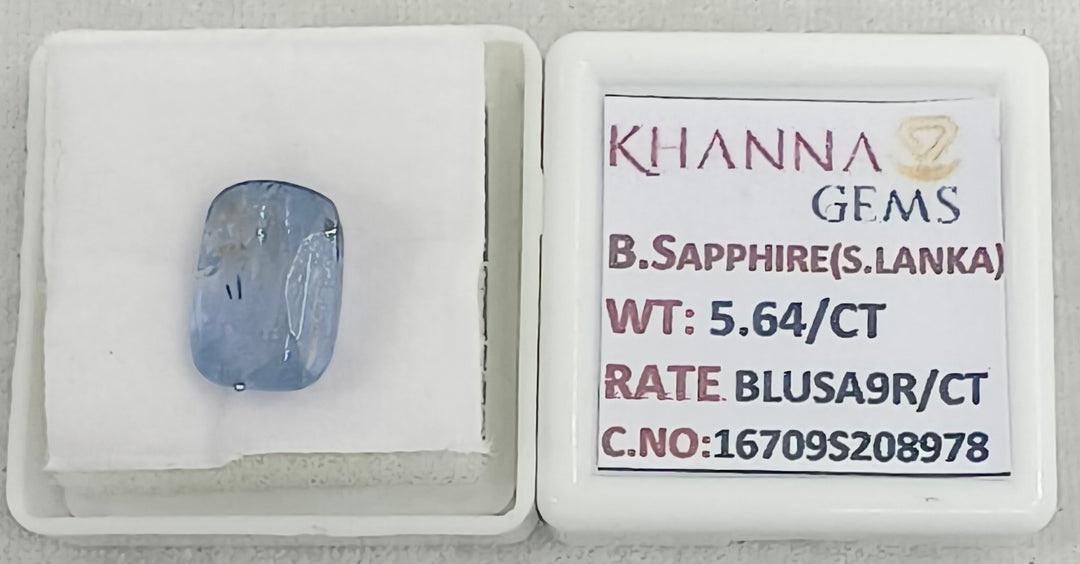 5.64/CT Natural Blue Sapphire with Govt Lab Certificate-16709S208978