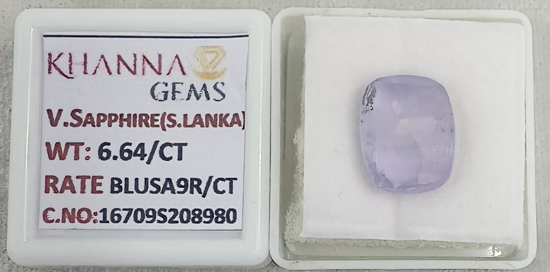 6.64/CT Natural Blue Sapphire with Govt Lab Certificate-16709S208980