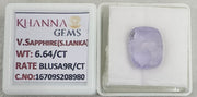 6.64/CT Natural Blue Sapphire with Govt Lab Certificate-16709S208980