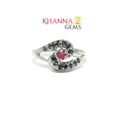 3.86/GM  BLUE SAPPHIRE RUBY RING Earrings - G0595