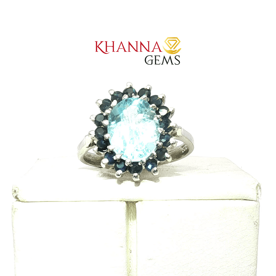 3.75/GM  BLUE SAPPHIRE BLUE TOPAZ RING Earrings - G0644