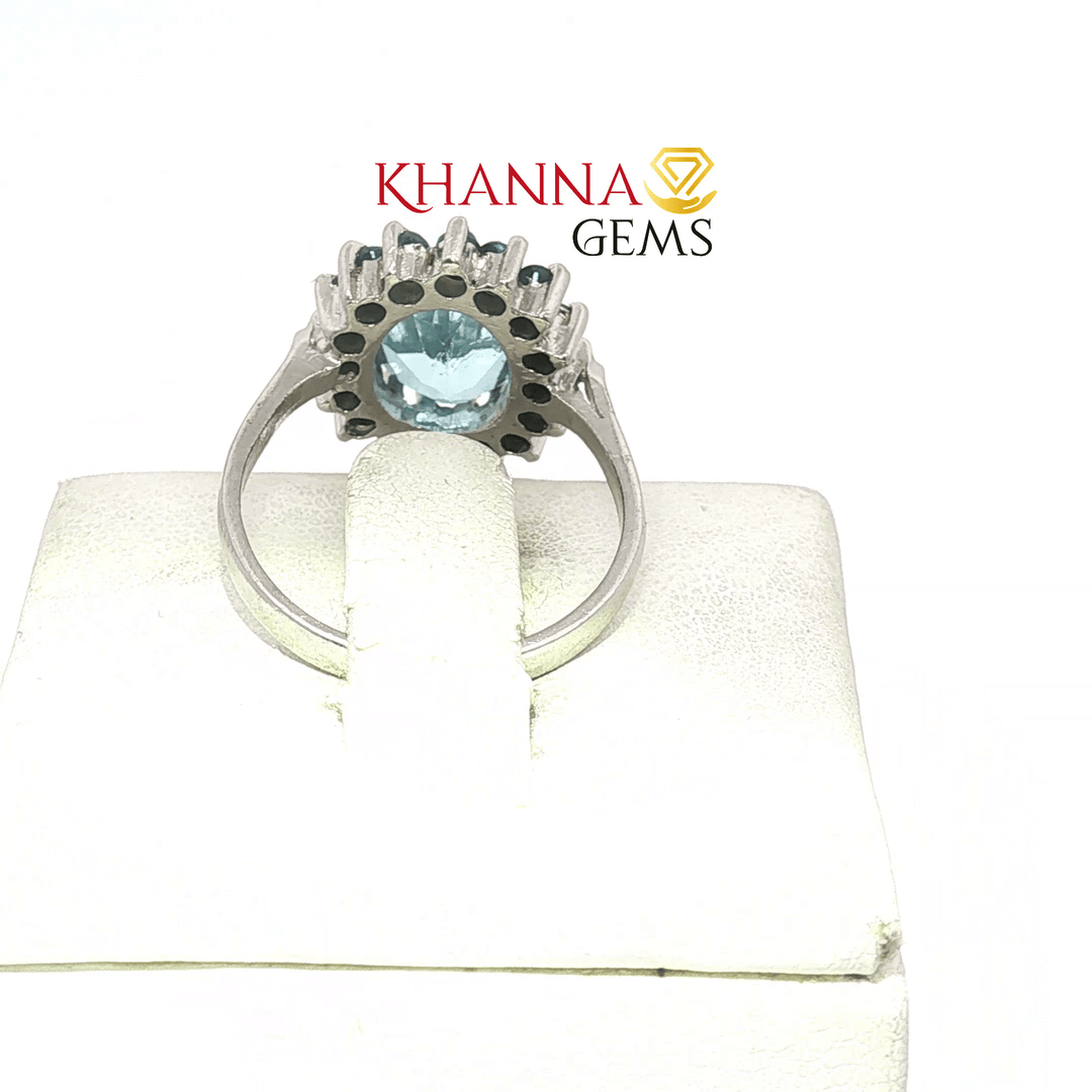 3.75/GM  BLUE SAPPHIRE BLUE TOPAZ RING Earrings - G0644