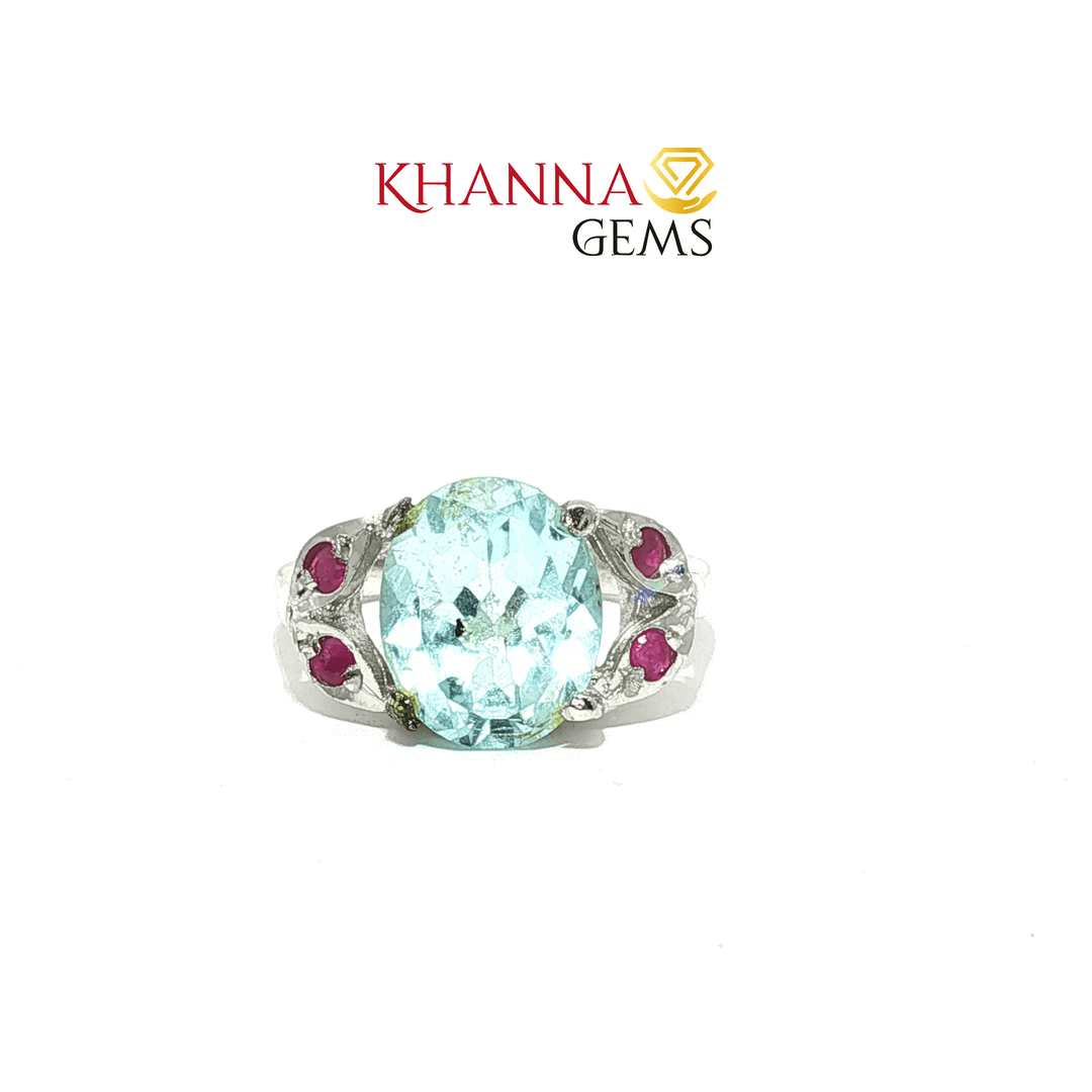 3.94/GM  BLUE TOPAZ RUBY RING Earrings - G0630