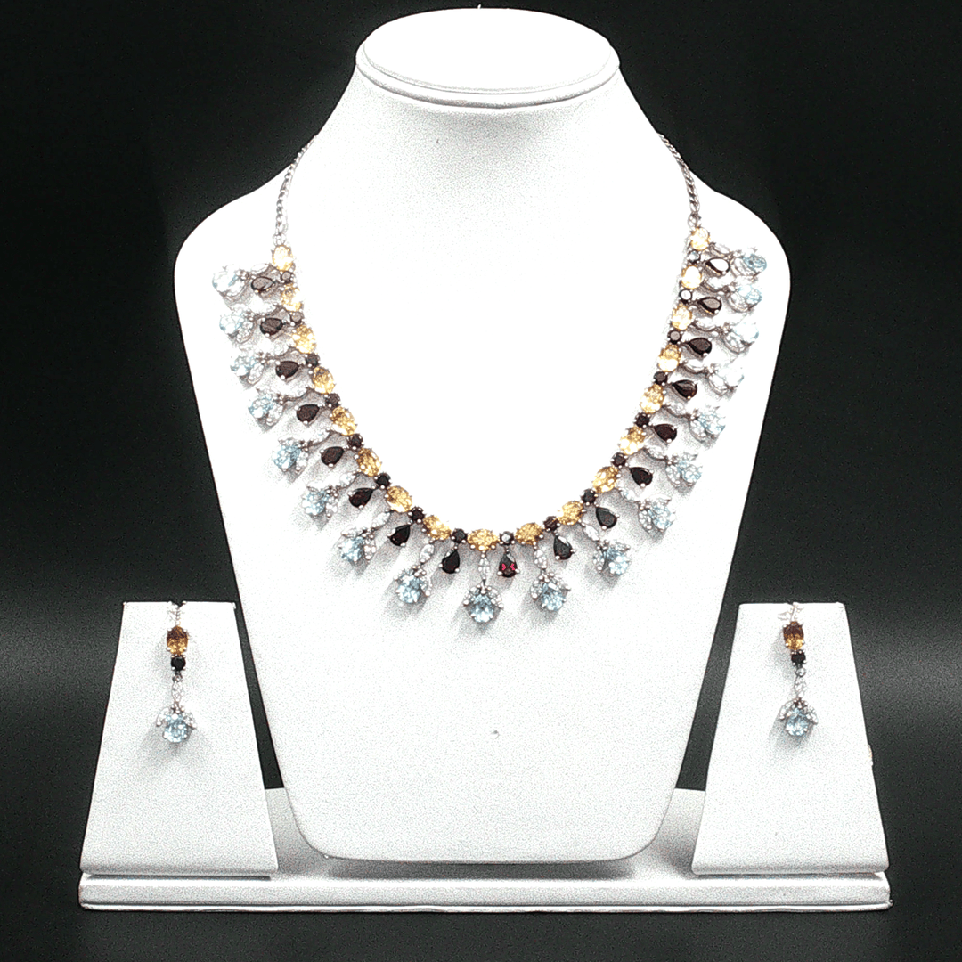 77.71/GM BLUE TOPAZ GARNET CITRINE NECKLACE GEMSTONE - 00257