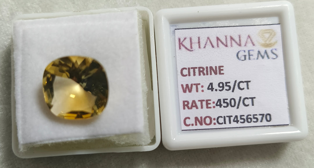 4.95/Carat Natural Triangular Citrine Stone-456570