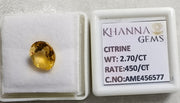 2.70/Carat Natural Triangular Citrine Stone-456577