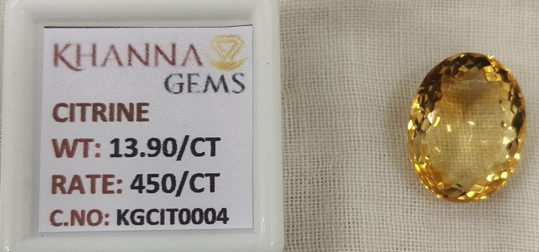 13.90/Carat Natural Triangular Citrine Stone-450