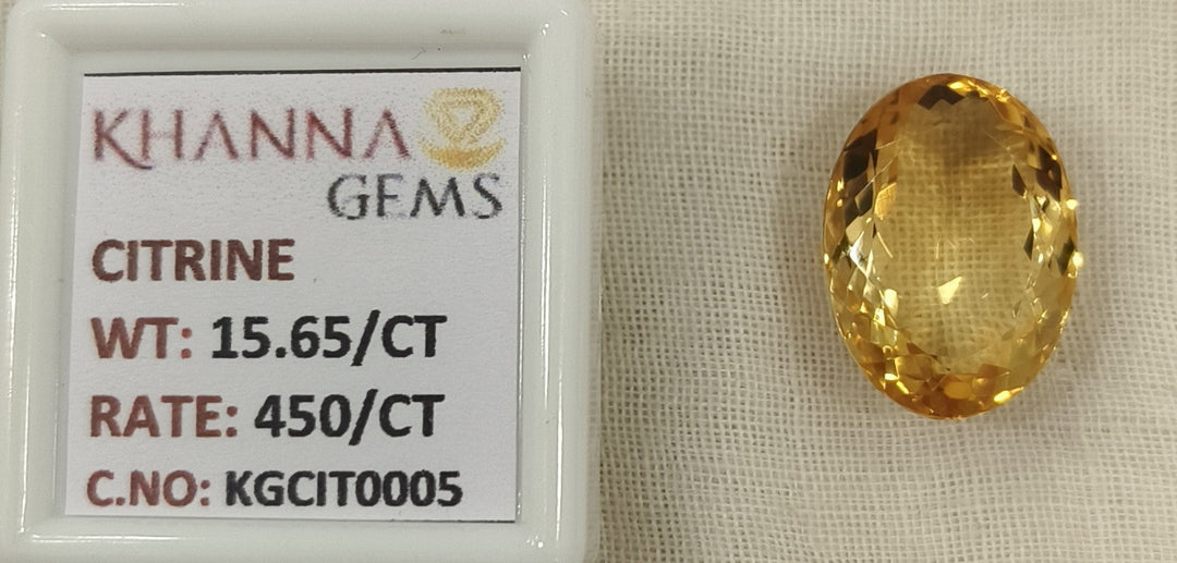 15.65/Carat Natural Triangular Citrine Stone-450