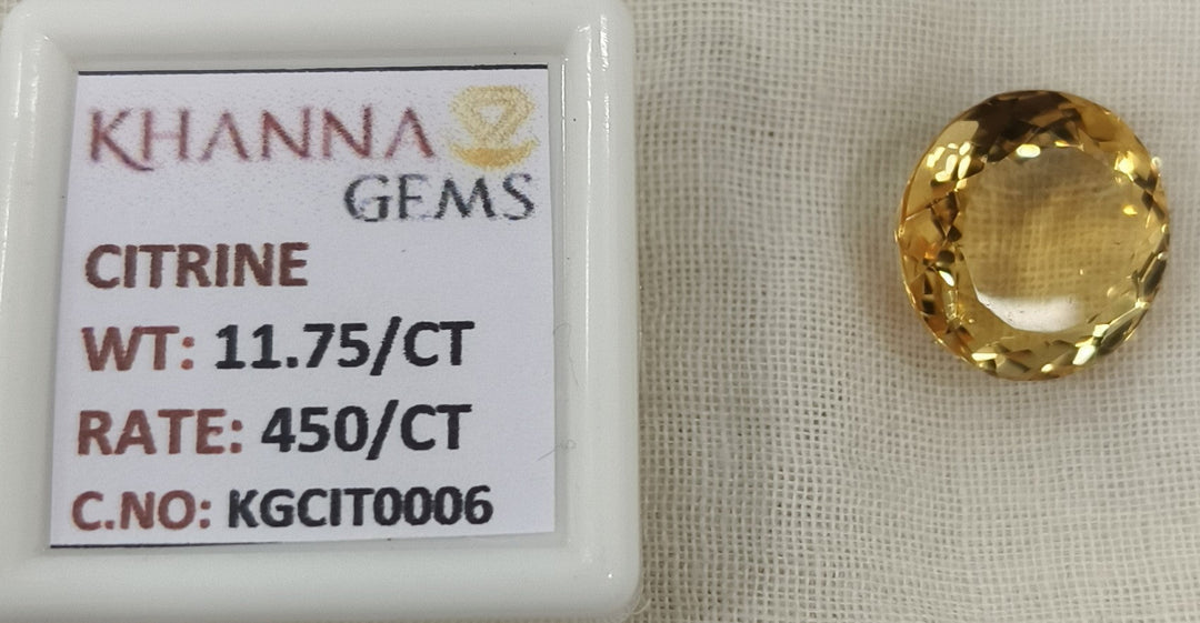 11.75/Carat Natural Triangular Citrine Stone-450