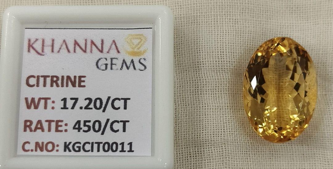 17.20/Carat Natural Triangular Citrine Stone-450