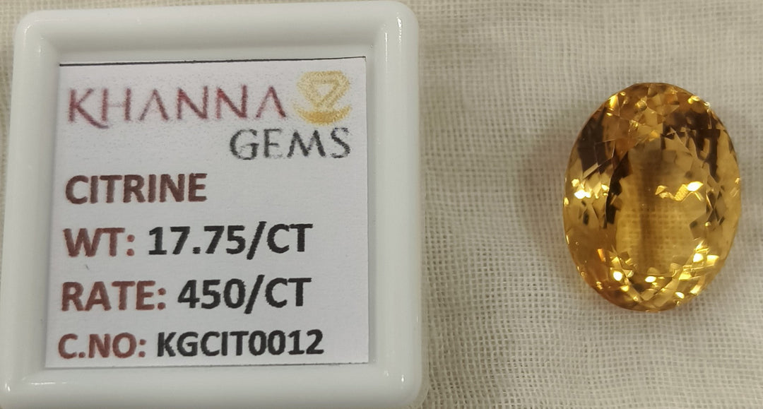 17.75/Carat Natural Triangular Citrine Stone-450