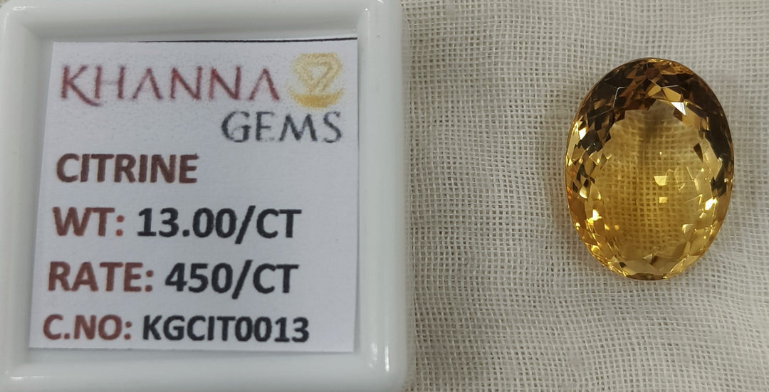 13.00/Carat Natural Triangular Citrine Stone-450