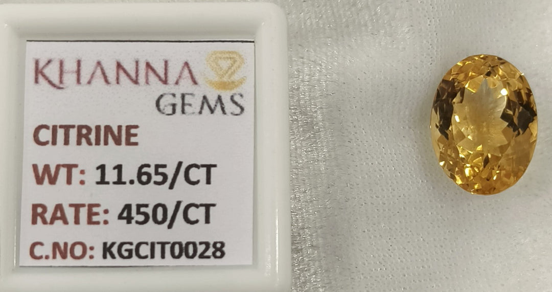 11.65/Carat Natural Triangular Citrine Stone-450