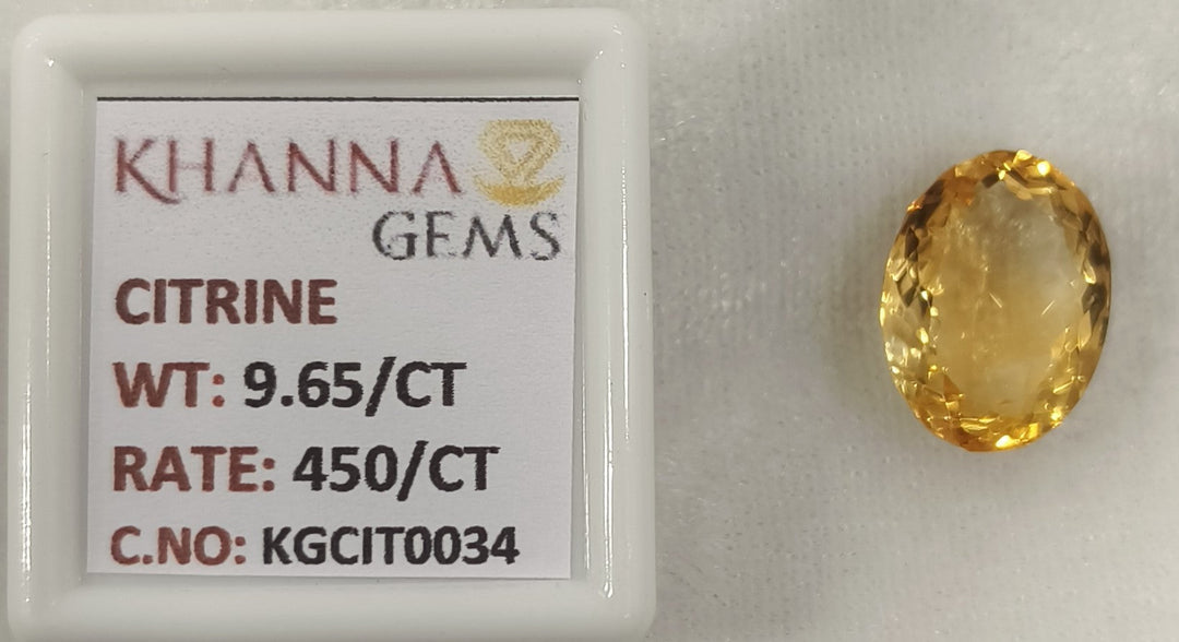 9.65/Carat Natural Triangular Citrine Stone-450