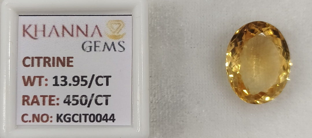 13.95/Carat Natural Triangular Citrine Stone-450