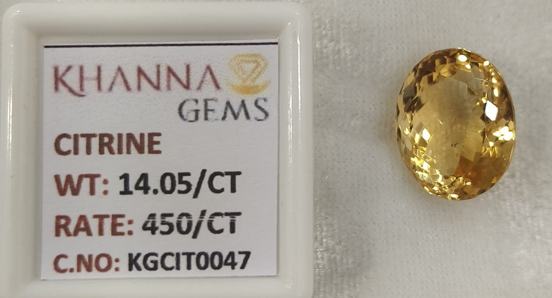 14.05/Carat Natural Triangular Citrine Stone-450