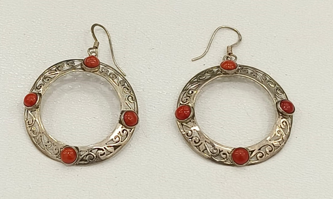 7.20/GM CORAL SILVER EAR RINGS  (525.00)