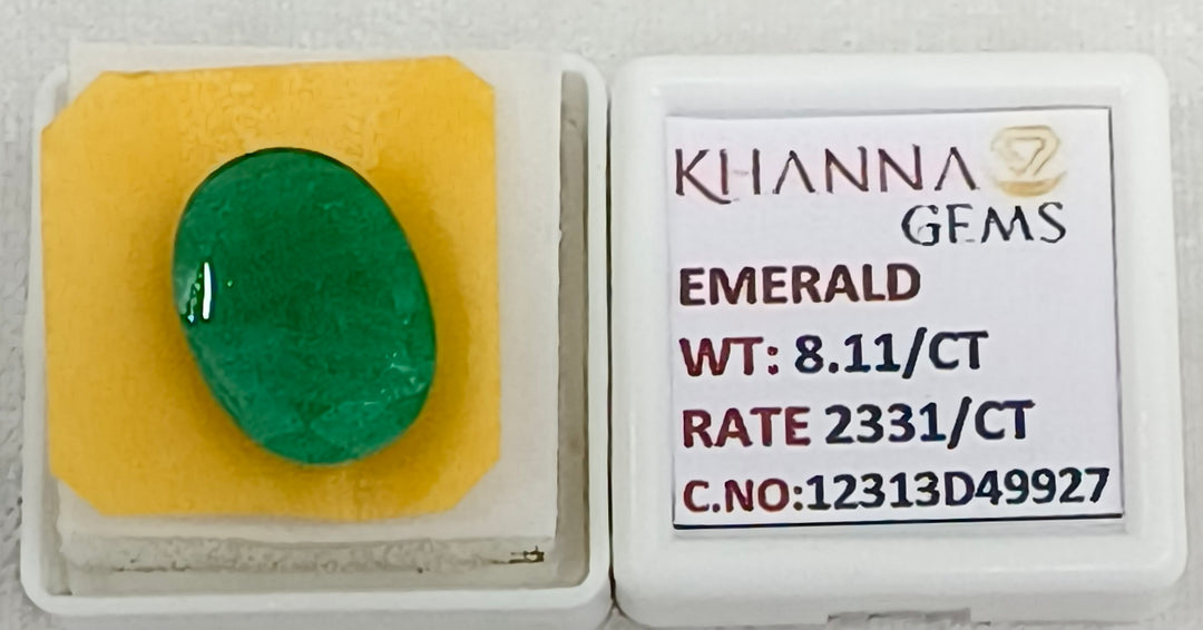 8.11/CT Natural Panna Stone with Govt. Lab Certificate-12313D49927