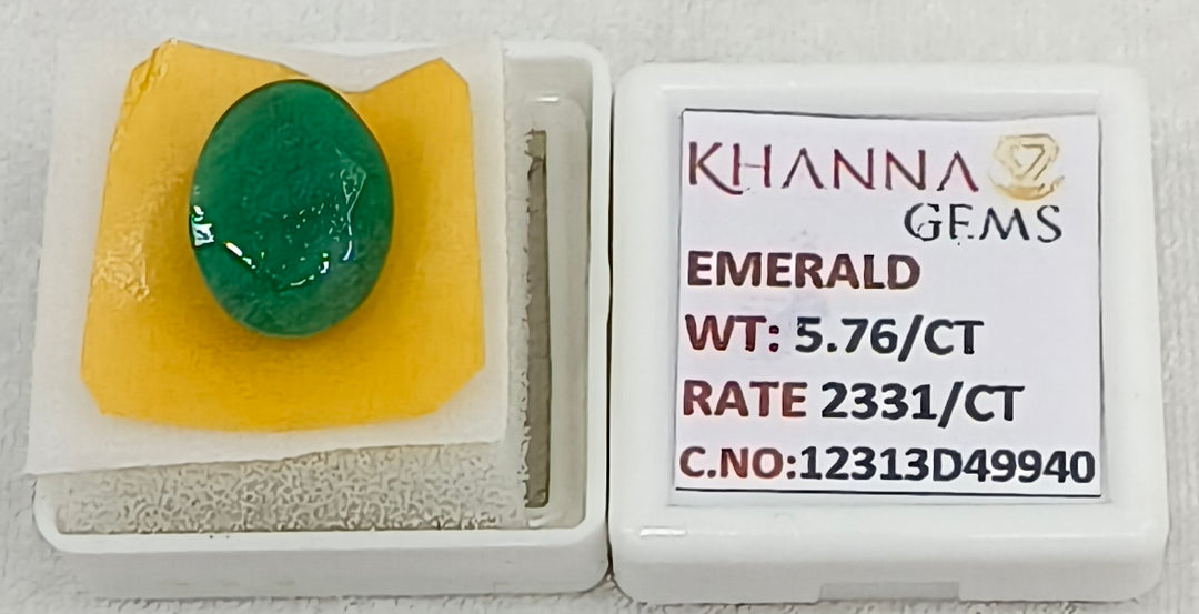 5.76/CT Natural Panna Stone with Govt. Lab Certificate-12313D49940