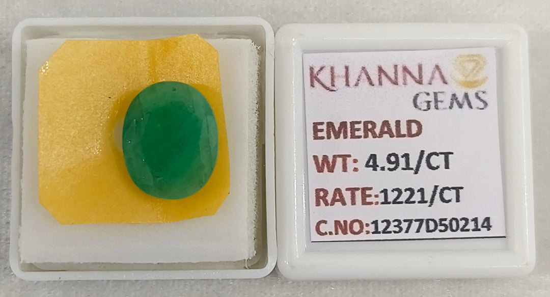 4.91/CT Natural Panna Stone with Govt. Lab Certificate-12377D50214