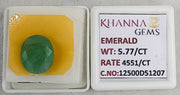 5.77/CT Natural Panna Stone with Govt. Lab Certificate-12500D51207